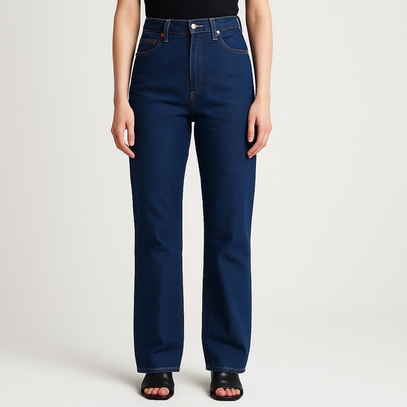 RE/DONE '90s High Rise Loose Dark‎ Wash High Rise Straight Leg Jean - Picture 1 of 10